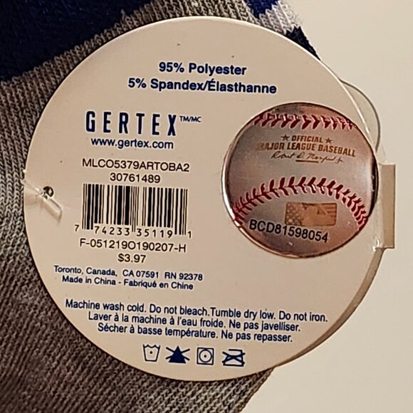 Toronto Blue Jays Ankle Socks Boys Shoe Size 3-6 2 Pairs MLB BNWT - Picture 4 of 4